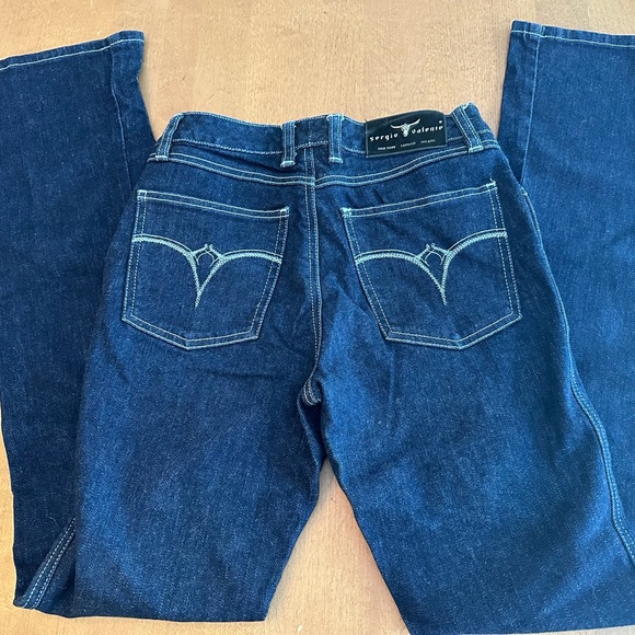 ✨ RARE VINTAGE Y2K SERGIO VALENTE Straight Leg Jeans 28x32.5" Tall Denim Western - Picture 3 of 12